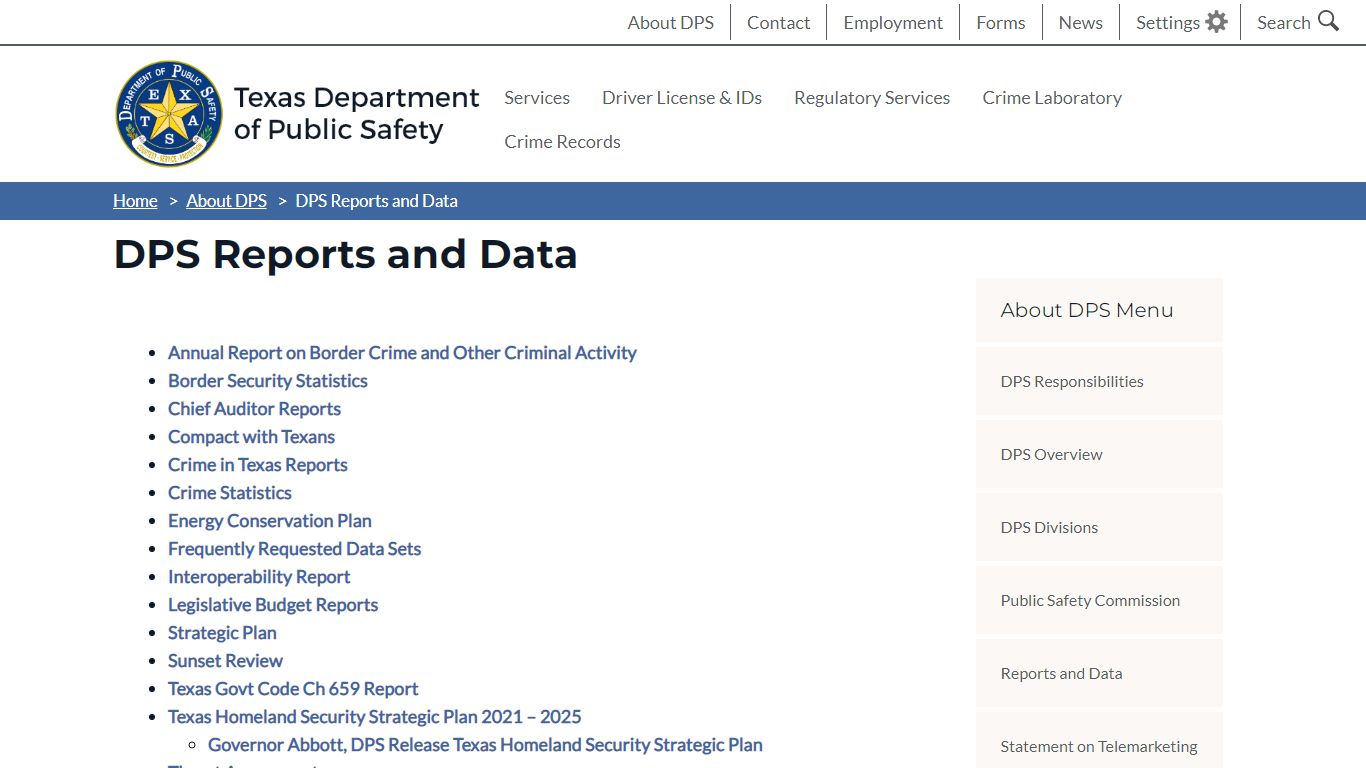 DPS Reports and Data | Department of Public Safety